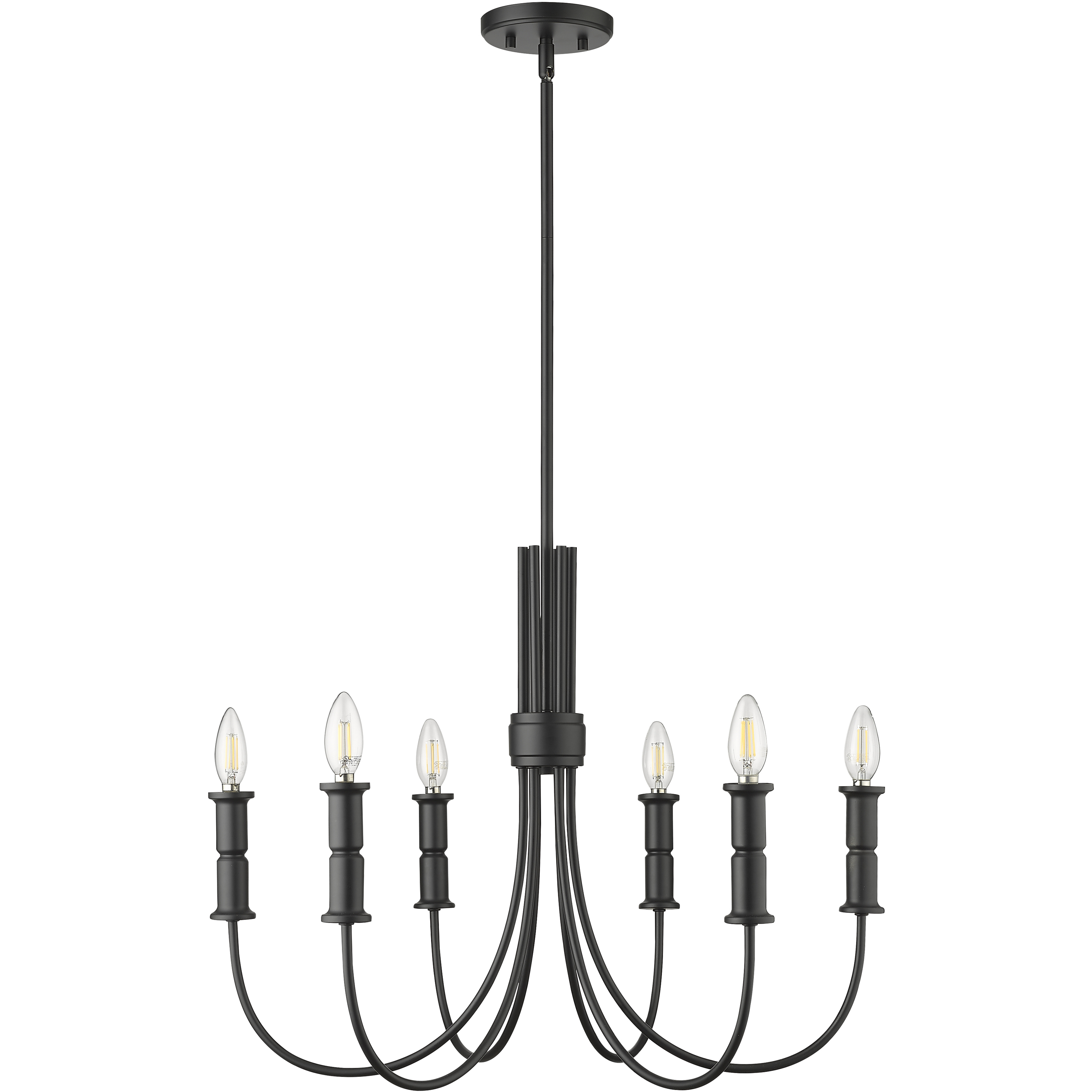 Potiss 6 Light 26 inch Matte Black Chandelier Ceiling Light